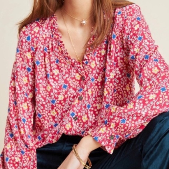 Anthropologie Tops - Anthro Maeve Marisol Floral Button Down Blouse 0P
